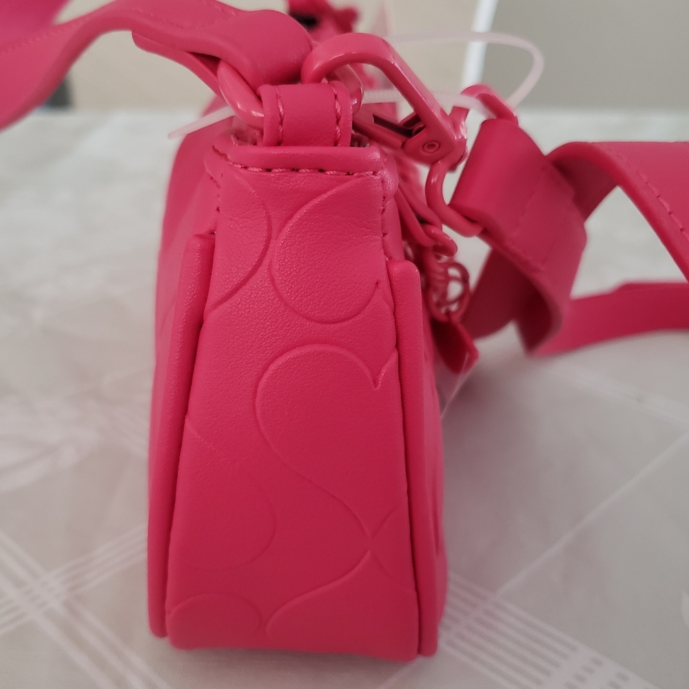 Betsey‎ Johnson Pink Fushia XOASHTAN Bow Charm Shoulder Crossbody Bag Heart NWT - Picture 6 of 16